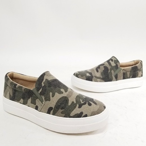 Olive green Camouflage SlipOn Platform Sneakers camo - Picture 5 of 6